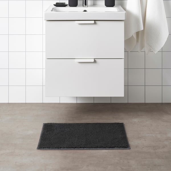 SÖDERSJÖN Bath mat, dark grey, 40x60 cm