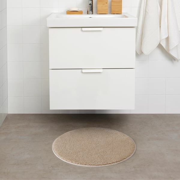 SÖDERSJÖN Bath mat, light beige/round, 55 cm