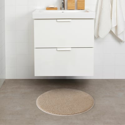 SÖDERSJÖN Bath mat, light beige/round, 55 cm