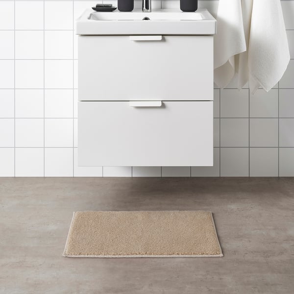 SÖDERSJÖN Bath mat, light beige, 40x60 cm