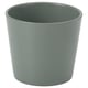 Sojabona planter, sage green, cylindrical, simple design, earthenware material.