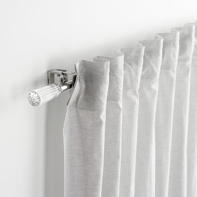 SOLDVÄRGMAL Curtain rod set, silver-colour, 120-210 cm 19 mm