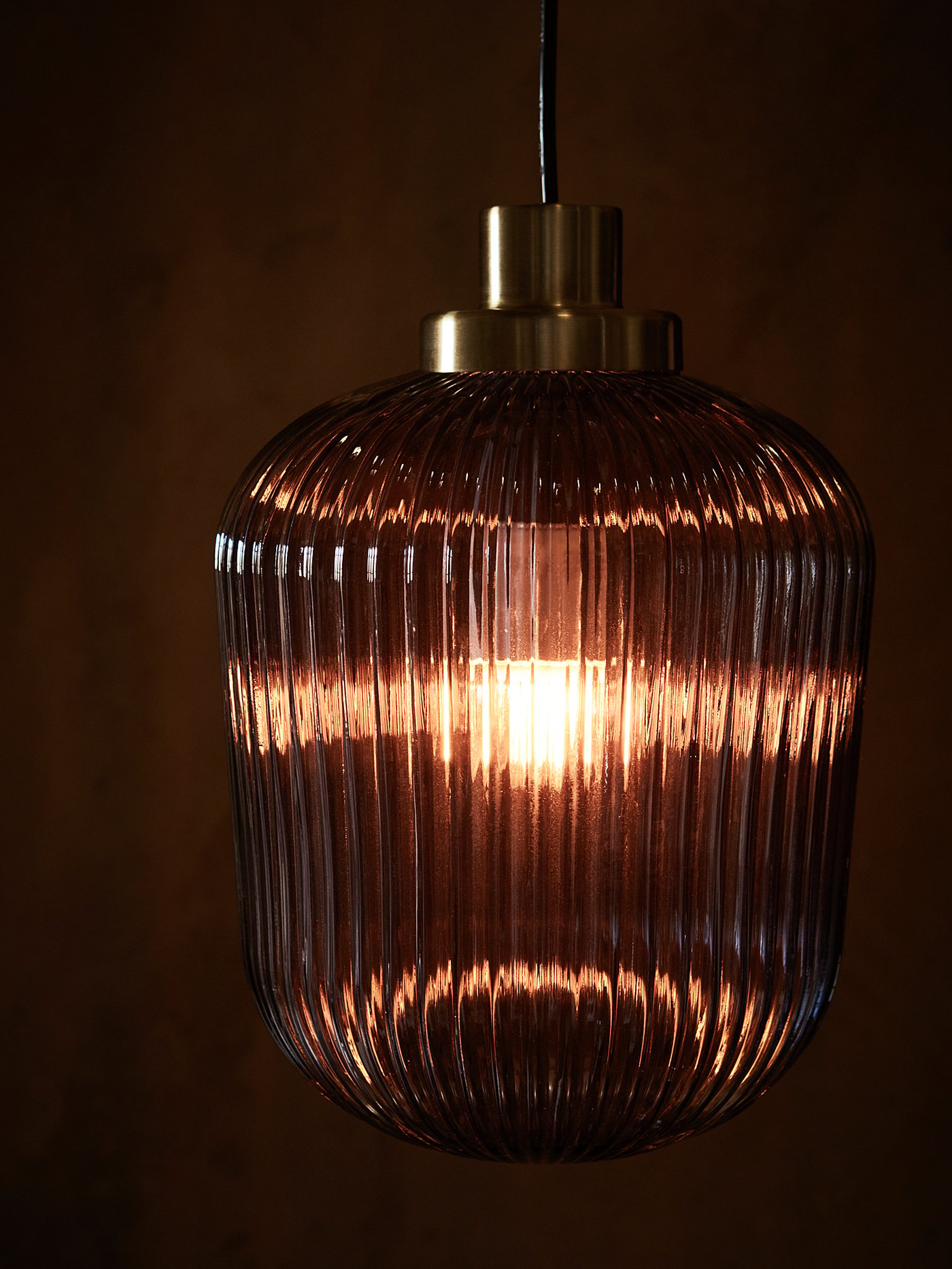 SOLKLINT Pendant lamp, brass/grey clear 