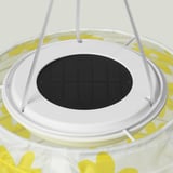 SOLVINDEN LED solar-powered pendant lamp, outdoor globe/yellow flower, 22 cm
