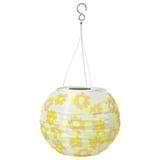 SOLVINDEN LED solar-powered pendant lamp, outdoor globe/yellow flower, 22 cm