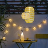 SOLVINDEN LED solar-powered pendant lamp, outdoor globe/yellow flower, 22 cm