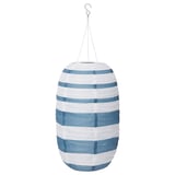 SOLVINDEN LED solar-powered pendant lamp, outdoor oval/blue stripe, 43 cm