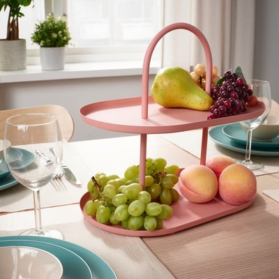 SOMMARÖGA Serving stand, two tiers, pink
