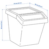 SORTERA Waste sorting bin with lid, white, 60 l