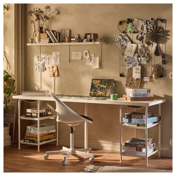 SPÄND Table leg with storage, white