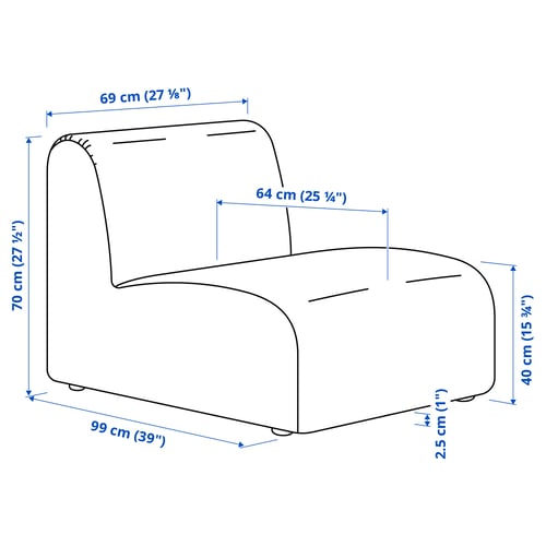Illustration with measurements for the product: STOCKHOLM 2025.