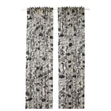 STOCKHOLM 2025 Curtains, 1 pair, white/black/with heading tape, 145x300 cm