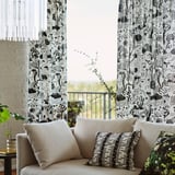 STOCKHOLM 2025 Curtains, 1 pair, white/black/with heading tape, 145x300 cm