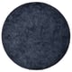 Circular navy blue STOENSE rug, soft thick pile, uniform design.