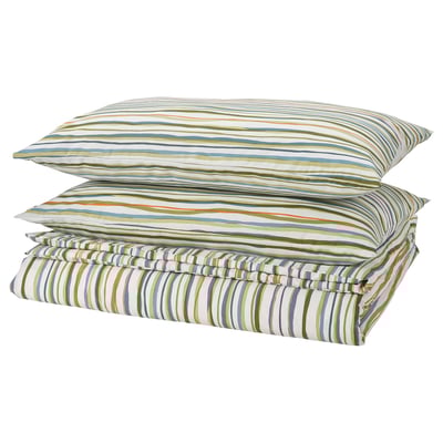 SUMPGRÖE Duvet cover and 2 pillowcases, multicolour/striped, 240x220/50x80 cm