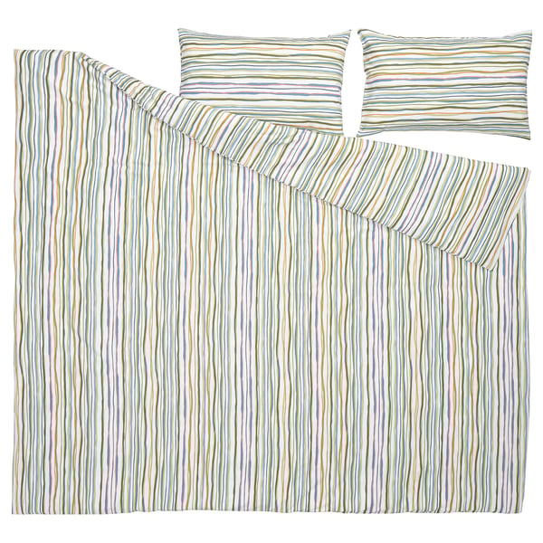 SUMPGRÖE Duvet cover and 2 pillowcases, multicolour/striped, 240x220/50x80 cm