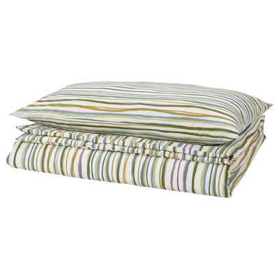 SUMPGRÖE Duvet cover and pillowcase, multicolour/striped, 150x200/50x80 cm