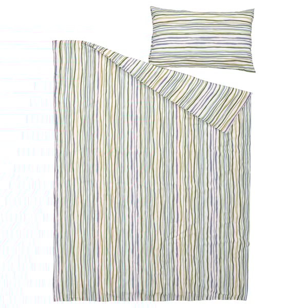 SUMPGRÖE Duvet cover and pillowcase, multicolour/striped, 150x200/50x80 cm