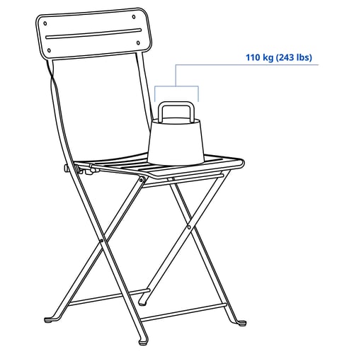SUNDSÖ Folding chair, light green outdoor