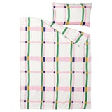 SYRABLADMAL Duvet cover and pillowcase, multicolour/check, 150x200/50x80 cm