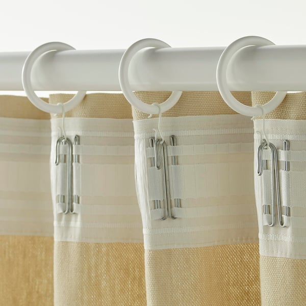 SYRLIG Curtain ring with clip and hook, white, 38 mm