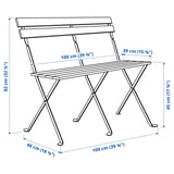 TÄRNÖ Table+2 chairs+ bench, outdoor, black/light brown stained/Kuddarna light grey-beige, 100x54 cm