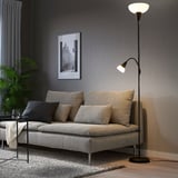 TÅGARP Floor uplighter/reading lamp, black/white