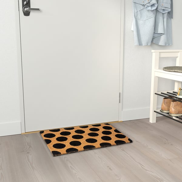 TÅGFORDON Door mat, black/dot pattern, 40x60 cm