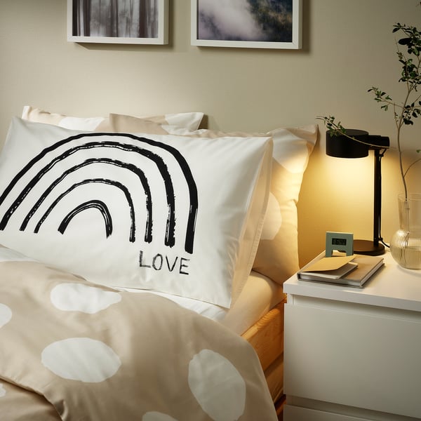 TAPETMAL Pillowcase, white/rainbow, 50x80 cm
