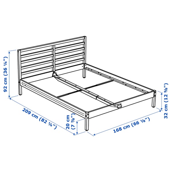 TARVA Bed frame, white stained/Lindbåden, 160x200 cm