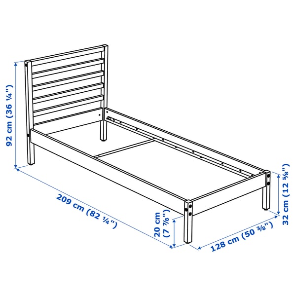 TARVA Bed frame, white stained/Luröy, 120x200 cm