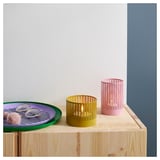 TESAMMANS Tealight holder, set of 2, yellow/pink