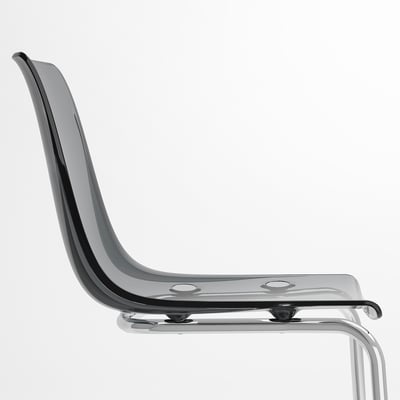 TOBIAS Chair, grey/chrome-plated