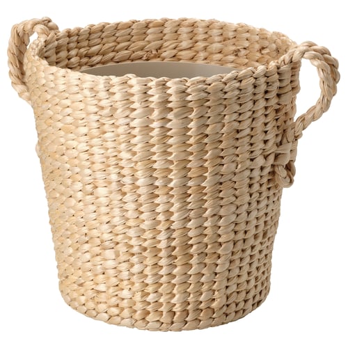A beige woven basket named TÖRNBÄR, made from banana fibre, ideal for plants or storage; sturdy handles.