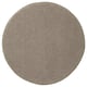 Round, dark-beige bath mat with a textured, soft surface for comfort and fast drying.
