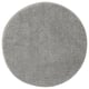 Round grey bath mat with soft, textured microfiber surface.