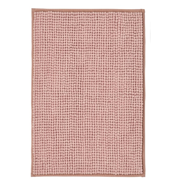 TOFTBO bath mat, light pink, rectangle, textured with raised bumps for grip, soft microfiber.