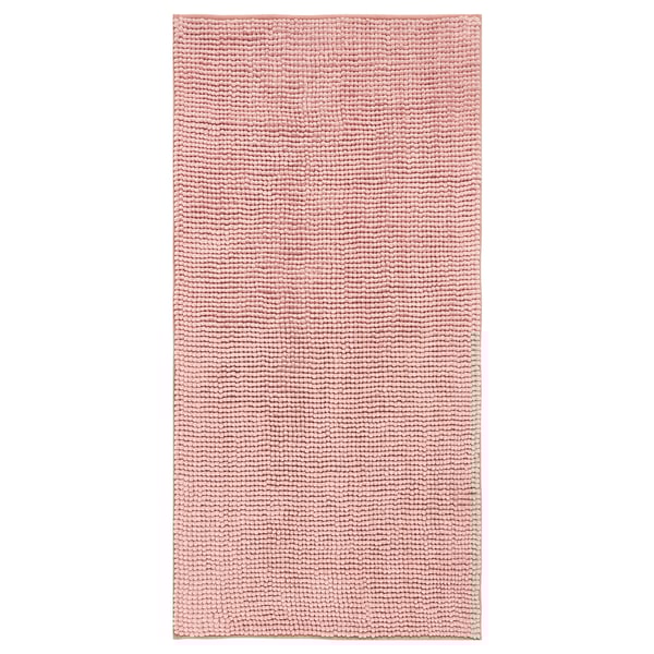 TOFTBO bath mat, salmon pink, rectangular, plush microfiber, recycled polyester.