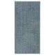 A blue TOFTBO bath mat. Its rectangular, plush, and made from recycled polyester.