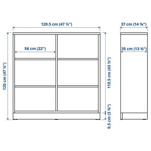 TONSTAD Shelving unit, brown stained oak veneer, 121x37x120 cm