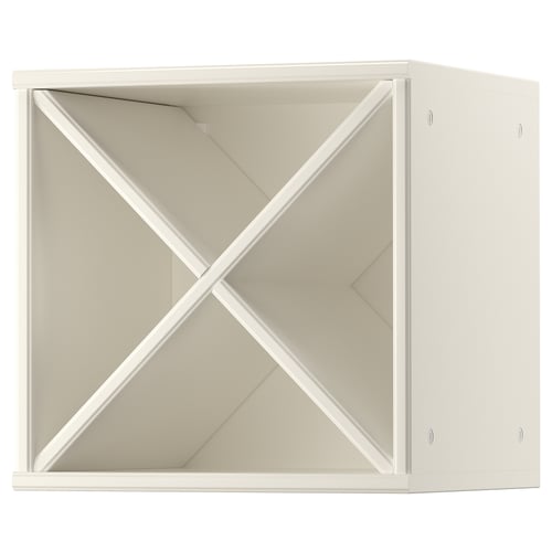 A white TORNVIKEN wine shelf, featuring an open design ideal for displaying bottles. Crafted from fibreboard with a modern, clean aesthetic.