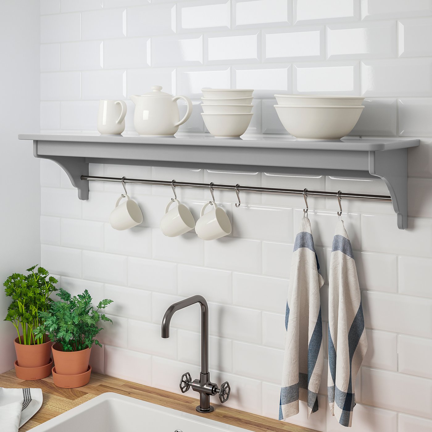 TORNVIKEN wall shelf, grey, 120 cm - IKEA