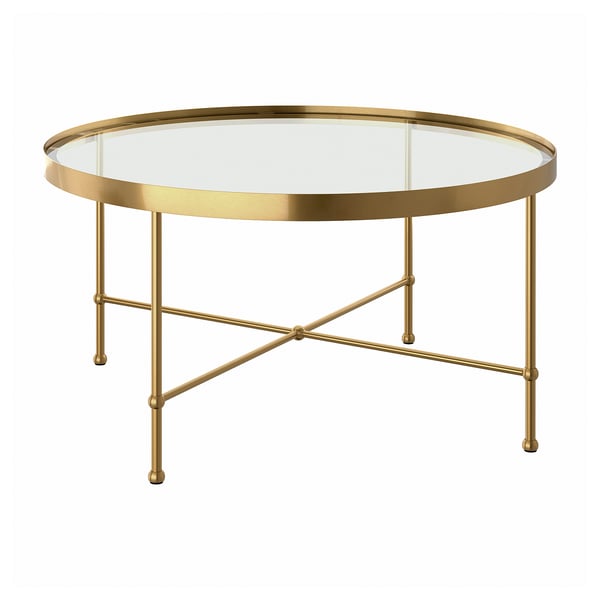 TORSJÖ Coffee table, gold effect/glass, 88 cm