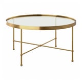 TORSJÖ Coffee table, gold effect/glass, 88 cm