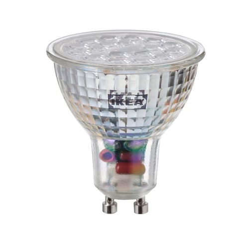 TRÅDFRI led bulb, clear, round, faceted design, polycarbonate plastic cover.