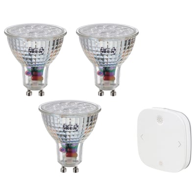 TRÅDFRI Remote control kit, smart wireless dimmable/white spectrum, GU10