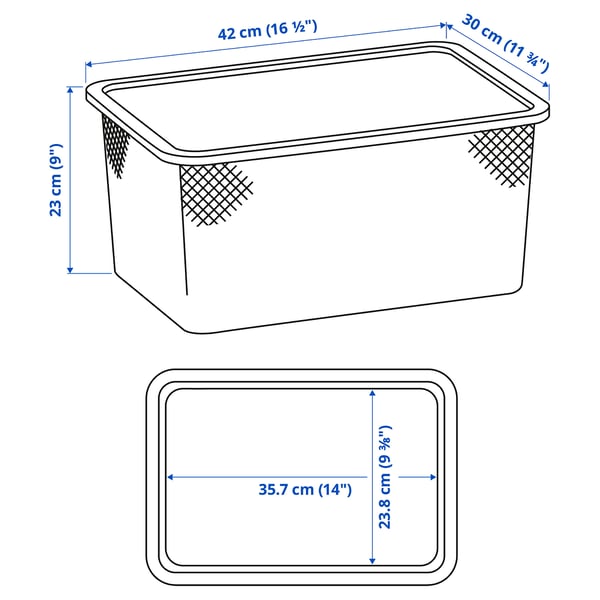 Illustration with measurements for the product: TROFAST.