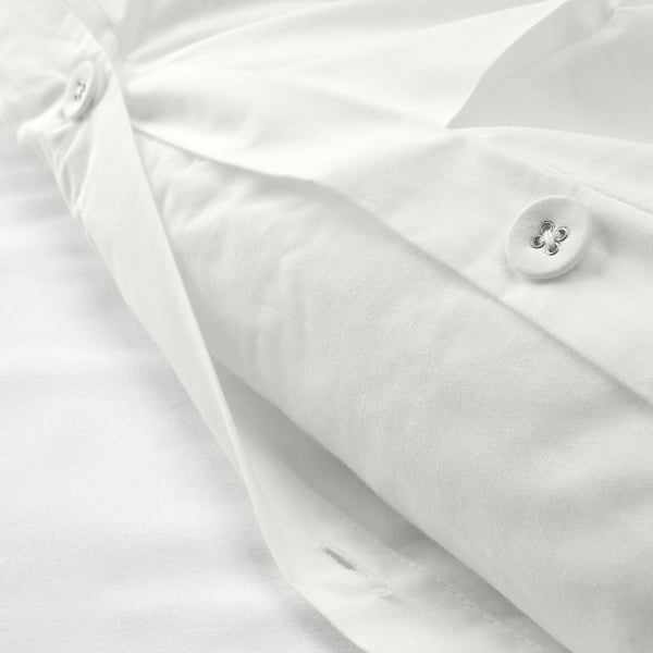 TRUBBTÅG Duvet cover and 2 pillowcases, white, 240x220/50x80 cm