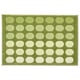 Green rectangular mat with white dots pattern, made of polypropylene.