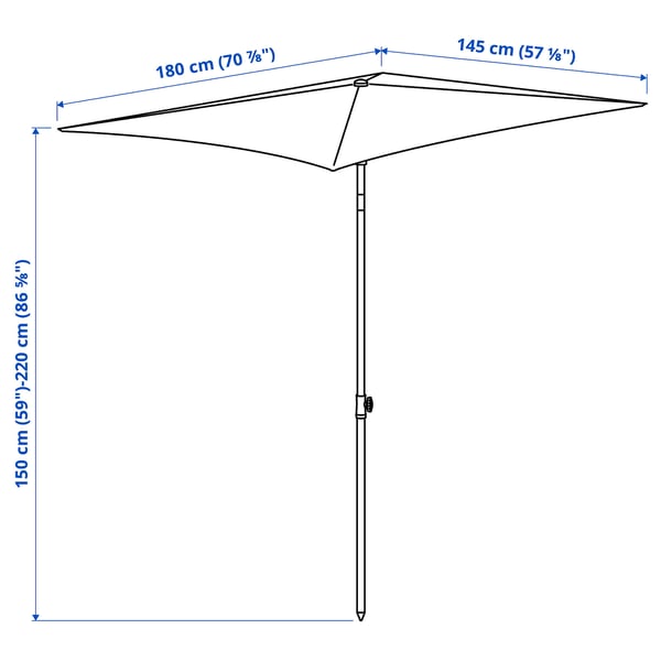 TVETÖ Parasol, tilting/grey-beige white, 180x145 cm